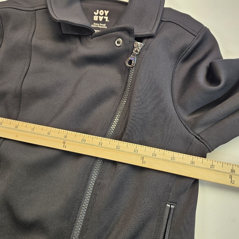 Joy Lab black slant-zip polyester knit biker jacket - womens XSmall - Picture 4 of 9